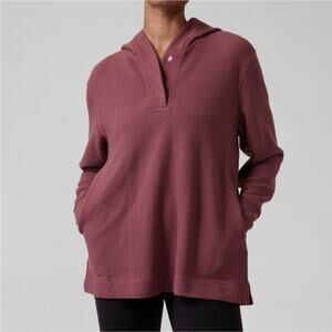 Athleta Coastal Luxe Waffle Hoodie in Tawny Rose Pink Size Small